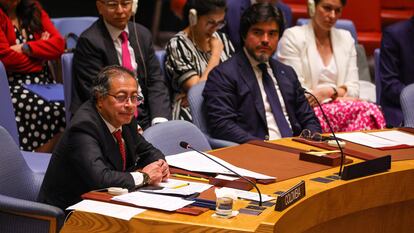 Gustavo Petro durante su discurso ante el Consejo de Seguridad de ONU, el 11 de julio.