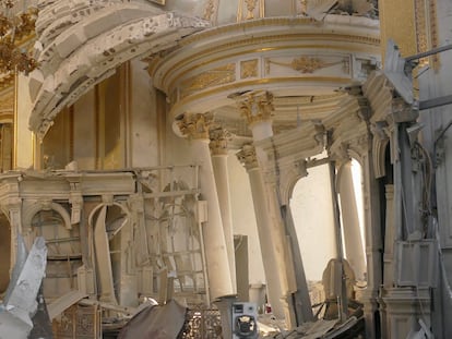 Estado de la catedral de la Transfiguración en Odesa tras ser alcanzada por un ataque de misiles el pasado domingo.