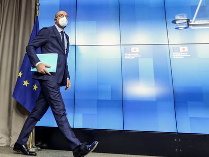 El presidente del Consejo Europeo, Charles Michel, en la sede de la institución en Bruselas el 27 de mayo de 2021.