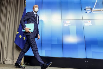 El presidente del Consejo Europeo, Charles Michel, en la sede de la institución en Bruselas el 27 de mayo de 2021.