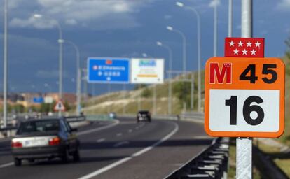 Tramo de la carretera M-45 entre las autovías de Valencia y Andalucía.