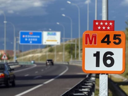 Tramo de la carretera M-45 entre las autovías de Valencia y Andalucía.