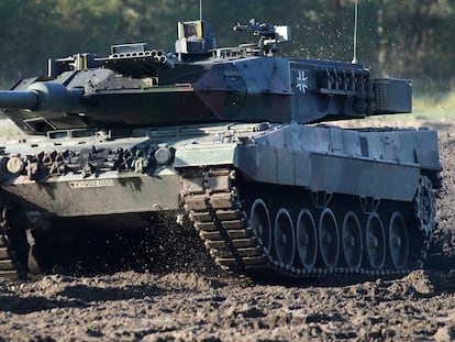 A Leopard 2 tank is pictured during a demonstration event held for the media by the German Bundeswehr in Munster near Hannover, Germany, Wednesday, Sept. 28, 2011.