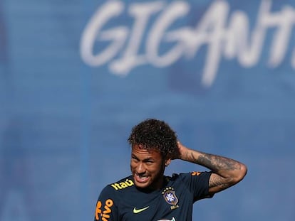 Neymar, en un entrenamiento de esta semana.