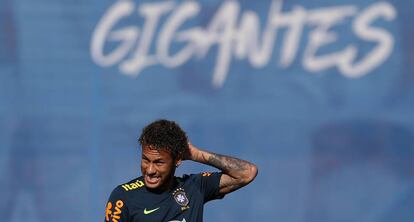 Neymar, en un entrenamiento de esta semana.