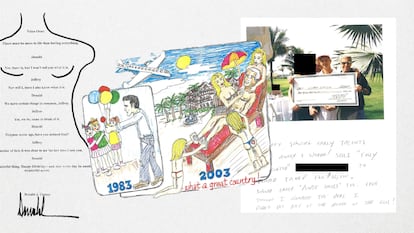 Ilustraciones incluidas en el cuaderno de cumpleaños de Epstein.
