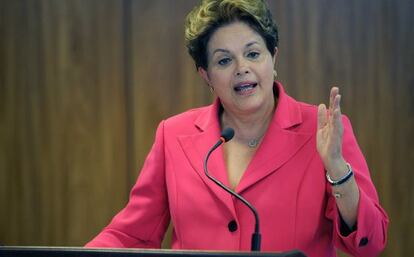 La presidenta brasile&ntilde;a, Dilma Rousseff, en la reuni&oacute;n del Mercosur este martes. 