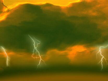 Recreación de una tormenta en Venus.