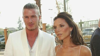 David y Victoria Beckham a su llegada a los MTV Movie Awards de 2003 en Los Ángeles.