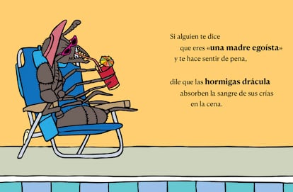 Interior del libro de Boozan, en el que describe lo malas madres que son las hormigas. 