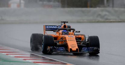Alonso, durante los entrenamientos de este miércoles.