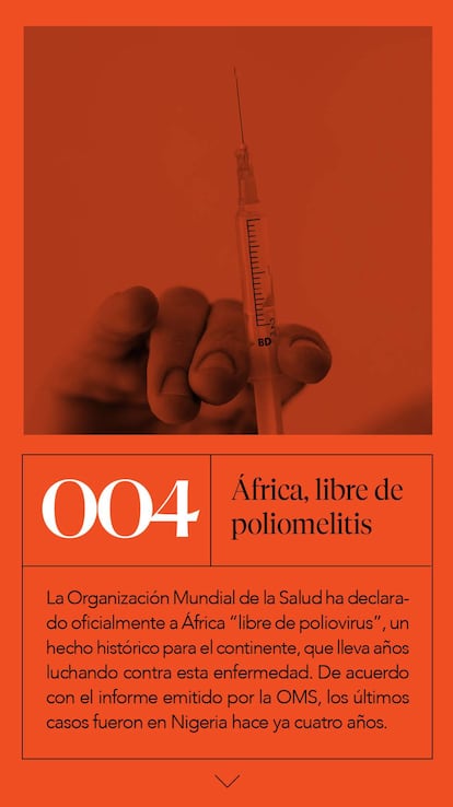 Una de las 364 buenas noticias para seguir creyendo en la humanidad: África está libre de la polio.