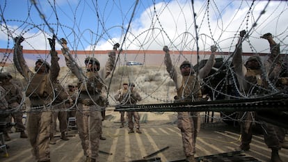 U.S. Marines on the U.S.-Mexico border in Tijuana, February 6, 2025.