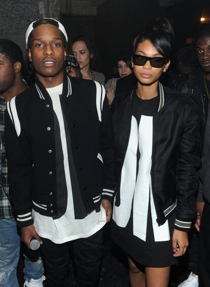 El rapero, productor, actor y director de videoclips ASAP Rocky y su entonces pareja, la modelo y ex ángel de Victoria's Secret Chanel Iman, en una fiesta en Nueva York en septiembre de 2013.