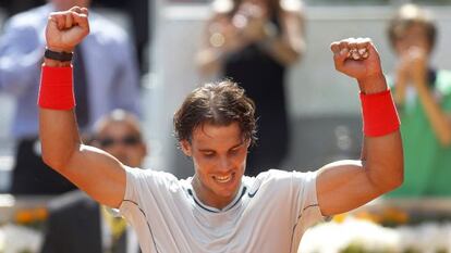 Nadal celebra su victoria ante Youzhny