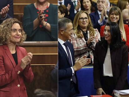 Las presidentas del Congreso y del Senado, Merixell Batet y Pilar Llop, tras ser elegidas. 