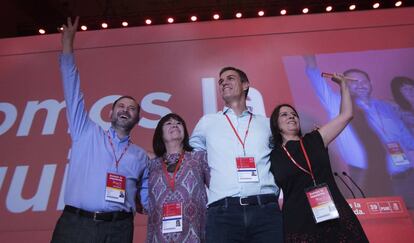 Jos&eacute; Luis &Aacute;balos, Cristina Narbona, Pedro S&aacute;nchez y Adriana Lastra en el 39&ordm; Congreso Federal del PSOE 