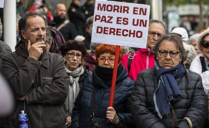 Manifestación en Madrid en abril de 2018 para pedir que se despenalice la eutanasia.