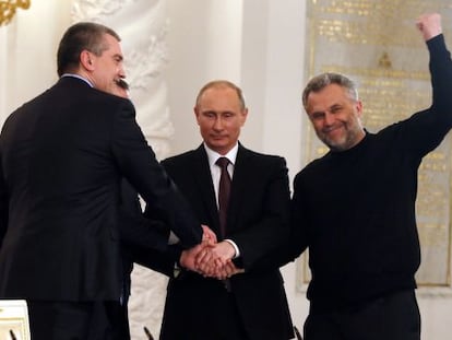 Alex&eacute;i Chaly (derecha), en marzo en el Kremlin.