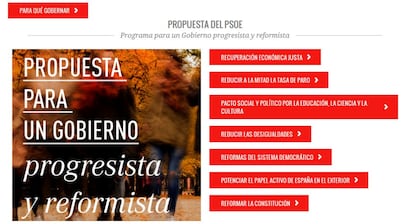 Una captura de la p&aacute;gina web del PSOE.