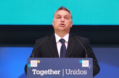 El primer ministro húngaro, Viktor Orban, durante su intervención.