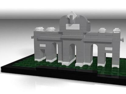 La Puerta de Alcal&aacute;, hecha con &#039;bricks&#039; de Lego.