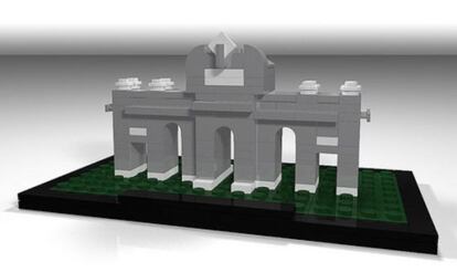 La Puerta de Alcal&aacute;, hecha con &#039;bricks&#039; de Lego.