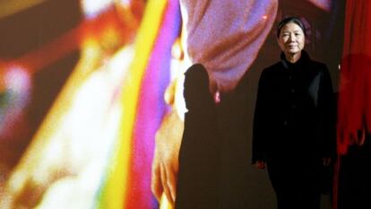 Kimsooja este jueves en la presentación de su obra en el Guggenheim.