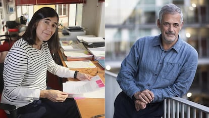 María Blasco, directora del CNIO, en Madrid, y Luis Serrano, director del CRG, en Barcelona.