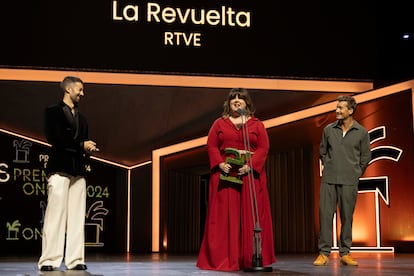  Lala Chus, colaboradora de La Revuelta de Dvid Broncano, tras regoger el Ondas a mejor programa de entretenimiento.