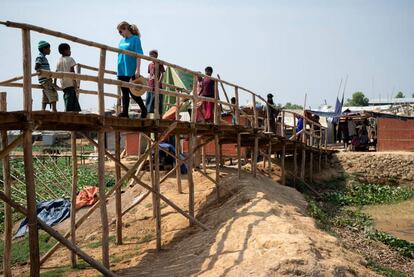 Paloma Escudero, en su visita al campo de refugiados rohingya en Bazar Cox (Bangladés) en septiembre de 2018.