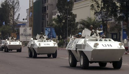 Tropas de Naciones Unidas en las calles de Kinshasa el pasado verano. 