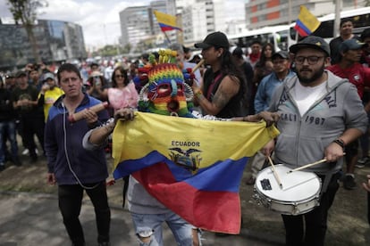 Un grupo de manifestantes en Quito (Ecuador). 