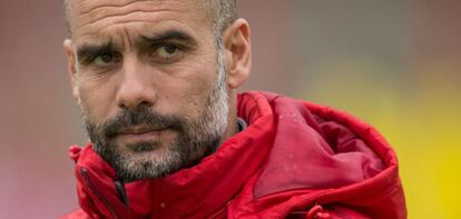 Guardiola, durante un entrenamiento del Bayern.