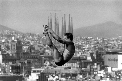 Un saltador als Jocs de Barcelona 1992.