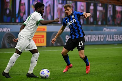 Nicolò Barella, del Inter de Milán, en el partido contra el Sassuolo.