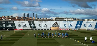 Entrenamiento del Madrid, este miércoles en Valdebebas.