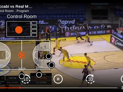 Retransmisión de un partido de baloncesto con las  cámaras 360 grados de YBVR.