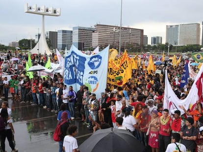 Manifestantes em Brasília.