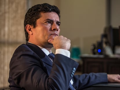 Sergio Moro em imagem de 2020, à frente do Ministério da Justiça e Segurança Pública.