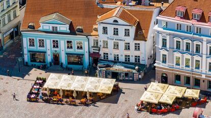 Vista aérea del centro histórico de Tallin, capital de Estonia.
