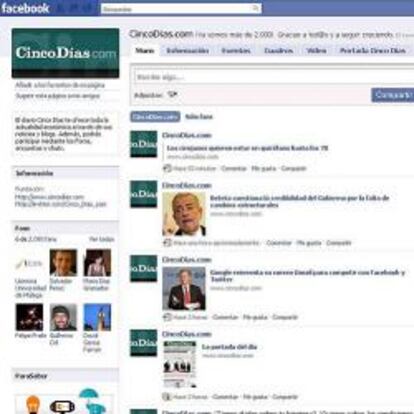 Captura de pantalla de la web de CincoDías.com en Facebook