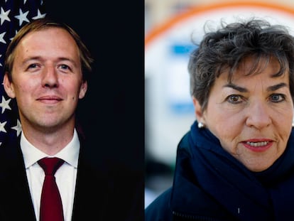 Tom Rivett y Christiana Figueres, autores de ‘El futuro por decidir’.