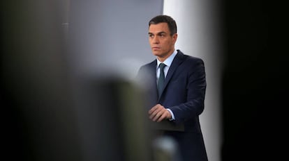 El presidente del Gobierno, Pedro Sánchez, en una rueda de prensa el sábado 26 de enero. 