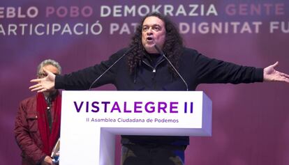 Fernando Barredo de Valenzuela, durante su intervención en el congreso de Vistalegre.