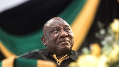 El presidente sudafricano Cyril Ramaphosa durante un acto celebrado en Durban el pasado 24 de julio de 2022.