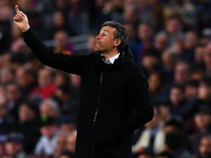 Luis Enrique, durant el partit contra l'Sporting al Camp Nou.