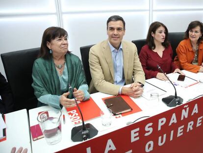 Pedro Sánchez at a PSOE leadership meeting on Monday.