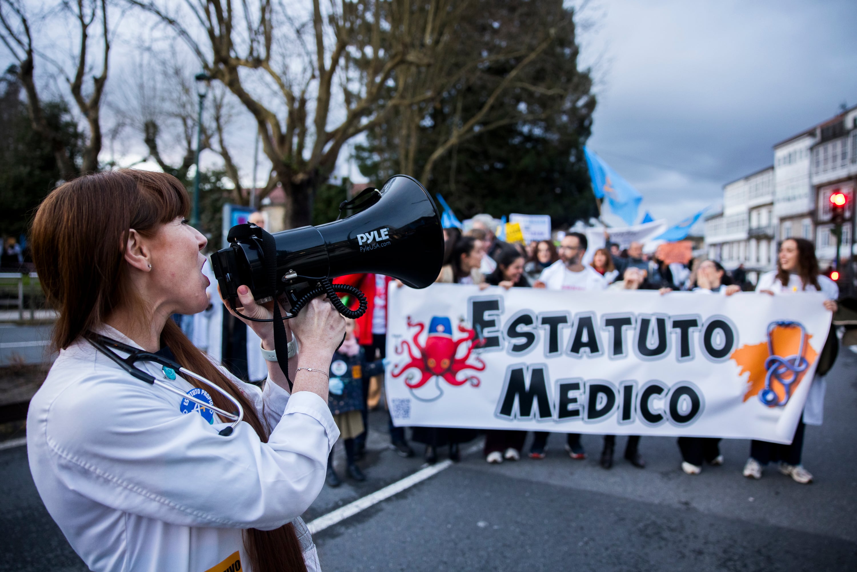 Huelga de médicos en Santiago de Compostela, el pasado día 14.