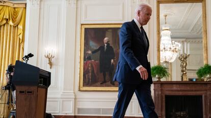 El presidente Joe Biden, el lunes en la Casa Blanca tras su mensaje a la nación sobre Afganistán.